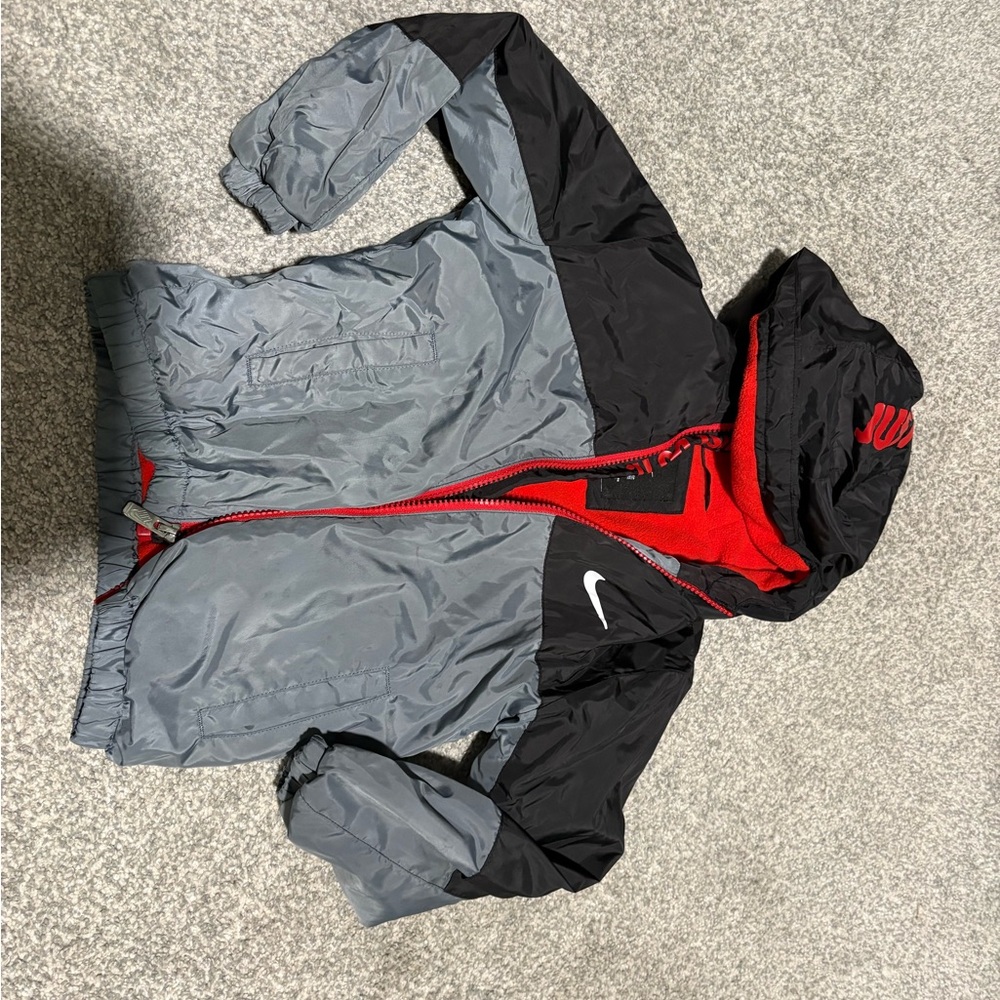 Nike Black and Red Fleece-Lined Jacket